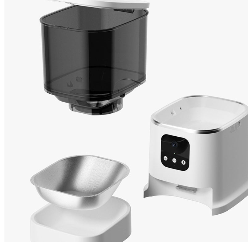 Distributeur automatique de nourriture pour animaux de compagnie grande capacité avec enregistreur vocal intelligent, contrôle par application, minuterie d'alimentation pour chats et chiens, avec bol pour animaux de compagnie WiFi.