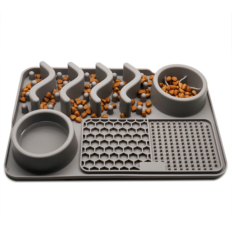 Tapis de léchage en silicone pour chien Tapis de léchage pour animaux de compagnie Tapis odorant en silicone Bol de nourriture multifonctionnel Fournitures pour animaux de compagnie