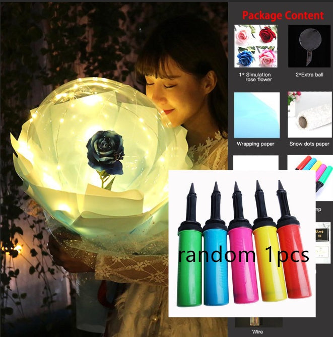 LED Ballon lumineux Rose Bouquet Transparent Bobo Boule Rose