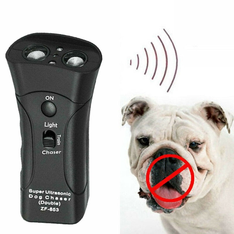 Dispositif de formation pour chiens anti-aboiement 3-en-1, répulsif ultrasonique pour chiens, lampe de poche à LED.