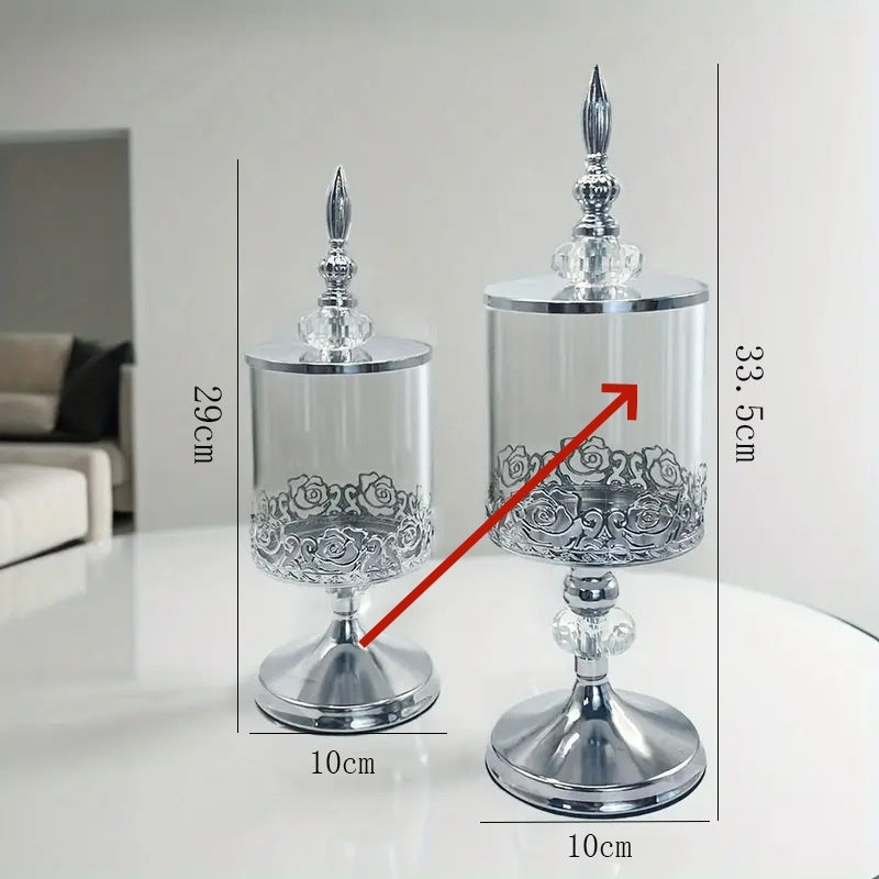 Réservoir de stockage en verre cristal européen avec couvercle ornements décoratifs