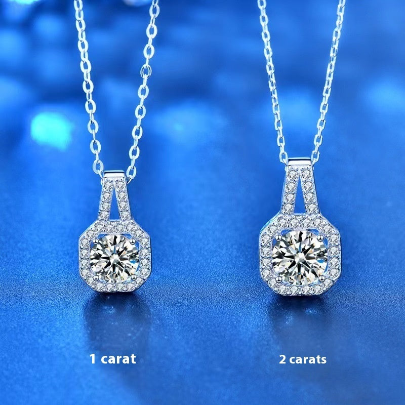Collier en argent sterling S925 avec moissanite pour femme, niche polyvalente et de grande valeur