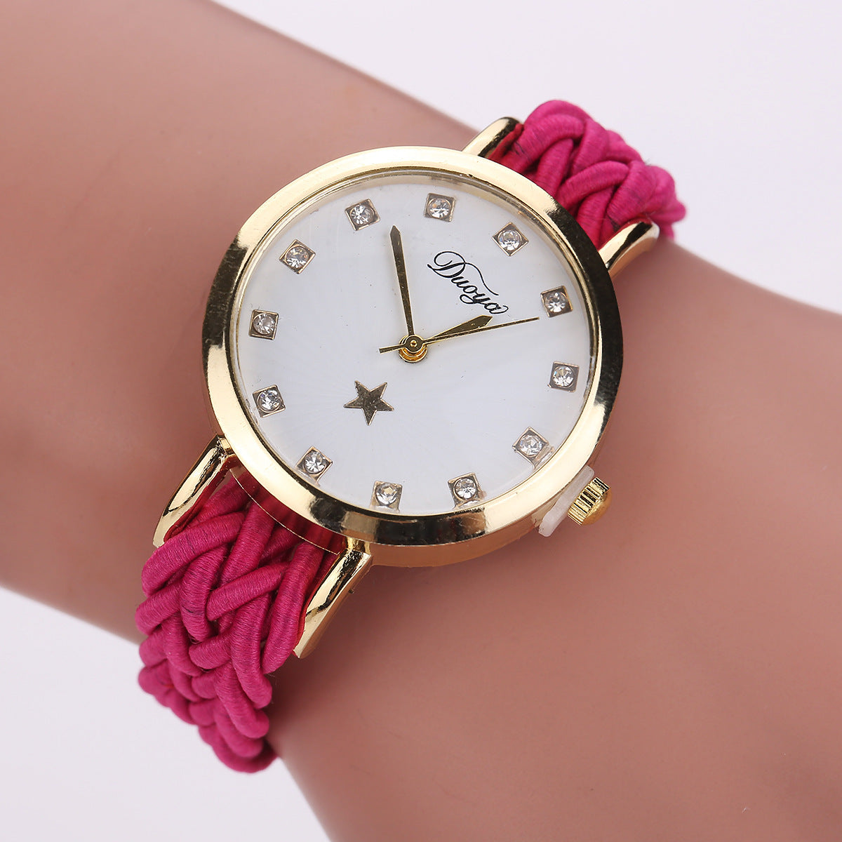 Nouvelle montre tissée multicolore pour femmes