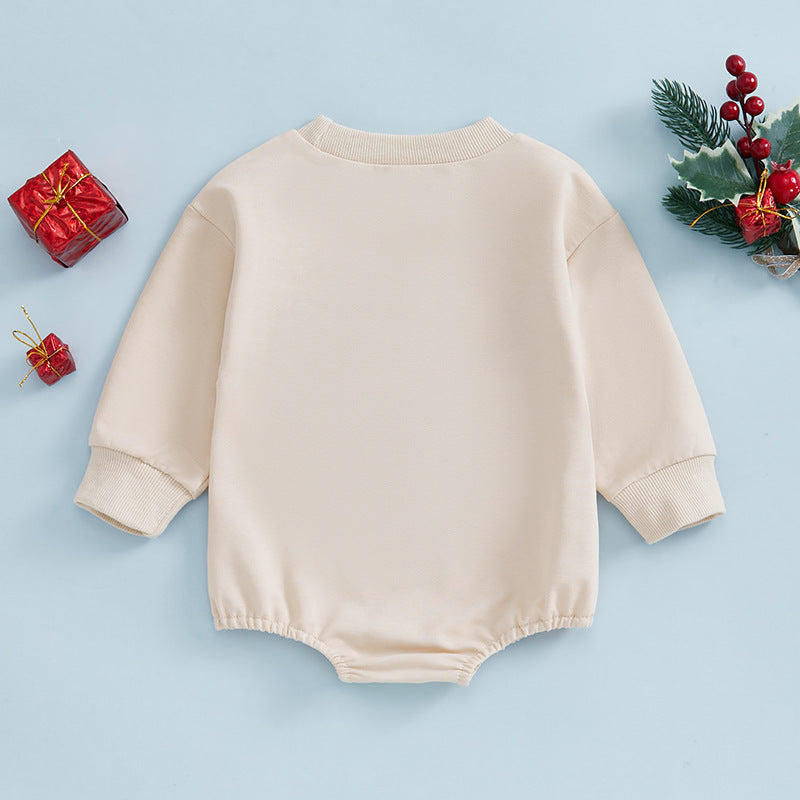 Vêtements de Noël pour filles et garçons, sweat-shirt décontracté, combinaison mignonne avec lettres, combinaison à manches longues, bodys pour nouveau-nés.
