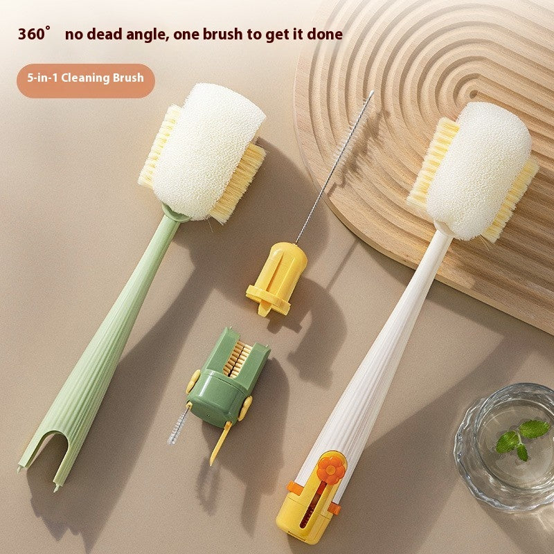 Appareil de lavage de tasse multifonction cinq en un, brosse de tasse multifonctionnelle pour la maison, brosse de tasse isolante pour tasse d'eau, bouteille de lait, gadgets de cuisine