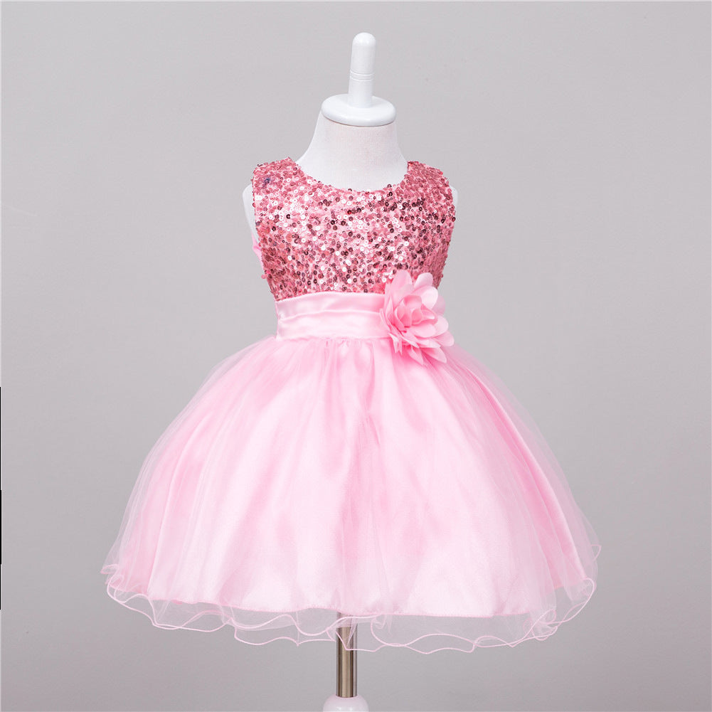 Robe à sequins pour bébé, robe de demoiselle d'honneur, robe de princesse pour un mariage.