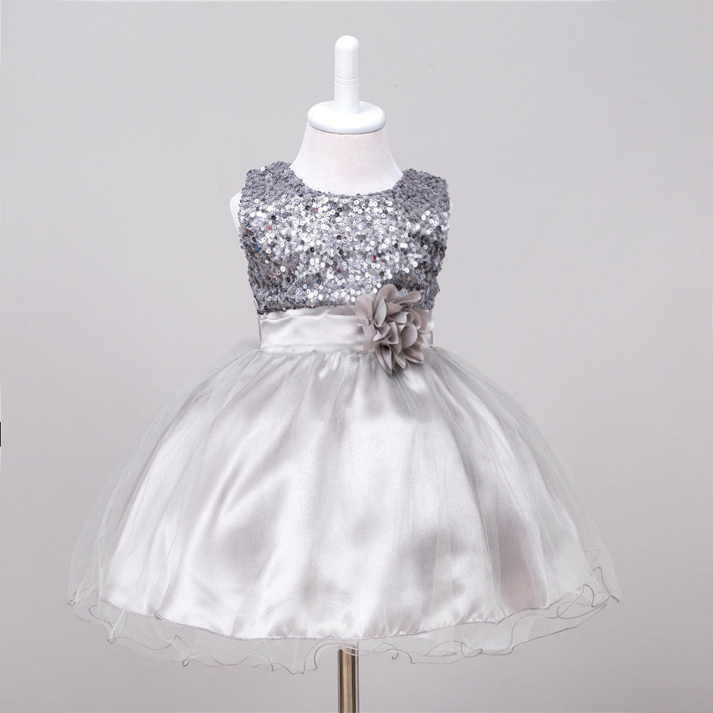 Robe à sequins pour bébé, robe de demoiselle d'honneur, robe de princesse pour un mariage.