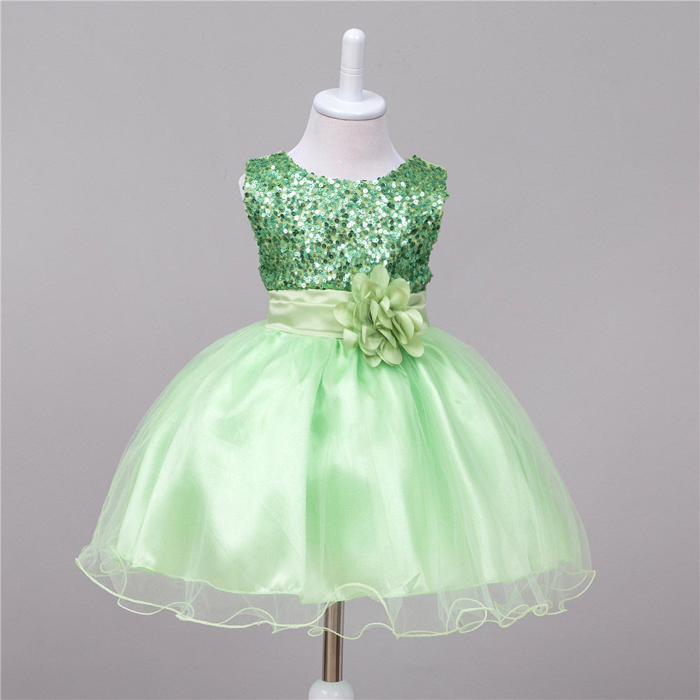 Robe à sequins pour bébé, robe de demoiselle d'honneur, robe de princesse pour un mariage.