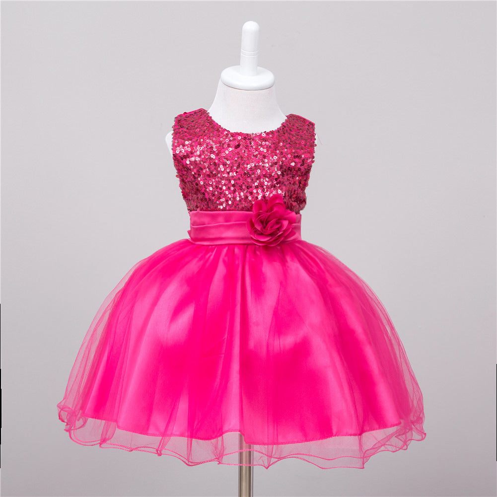 Robe à sequins pour bébé, robe de demoiselle d'honneur, robe de princesse pour un mariage.