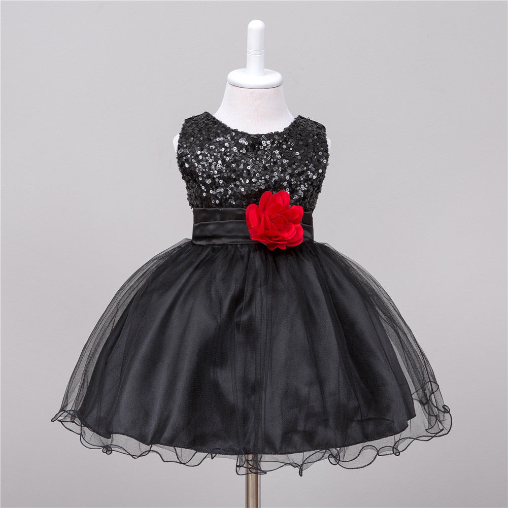 Robe à sequins pour bébé, robe de demoiselle d'honneur, robe de princesse pour un mariage.