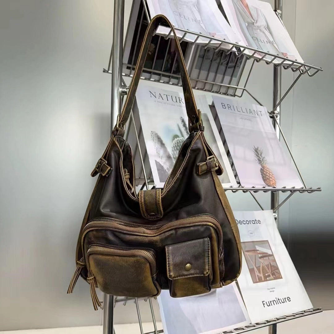 Sac de moto multi-poches en texture rétro de haute qualité