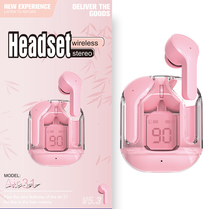 Nouveau mini casque sans fil transparent Bluetooth avec affichage numérique, réduction de bruit ENC, véritable sans fil, musique sportive.