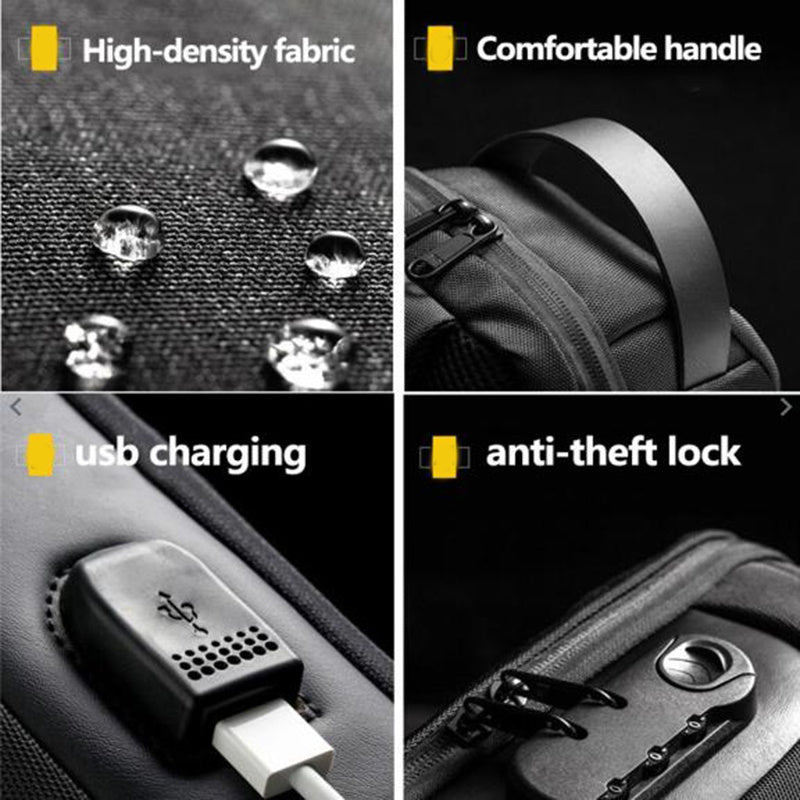 Sac à bandoulière étanche USB antivol pour homme, sac à bandoulière Oxford multifonction pour court voyage