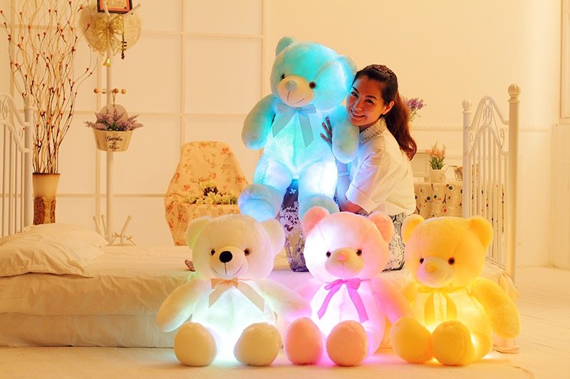 Ours en peluche lumineux LED créatif, jouet coloré et lumineux, cadeau de Noël pour enfants, coussin.