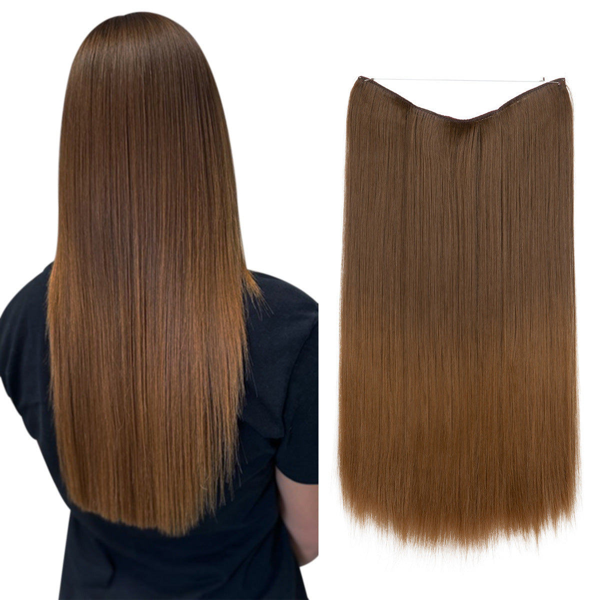 Extension de cheveux invisible lisse multicolore dégradée réglable en une seule pièce pour femme