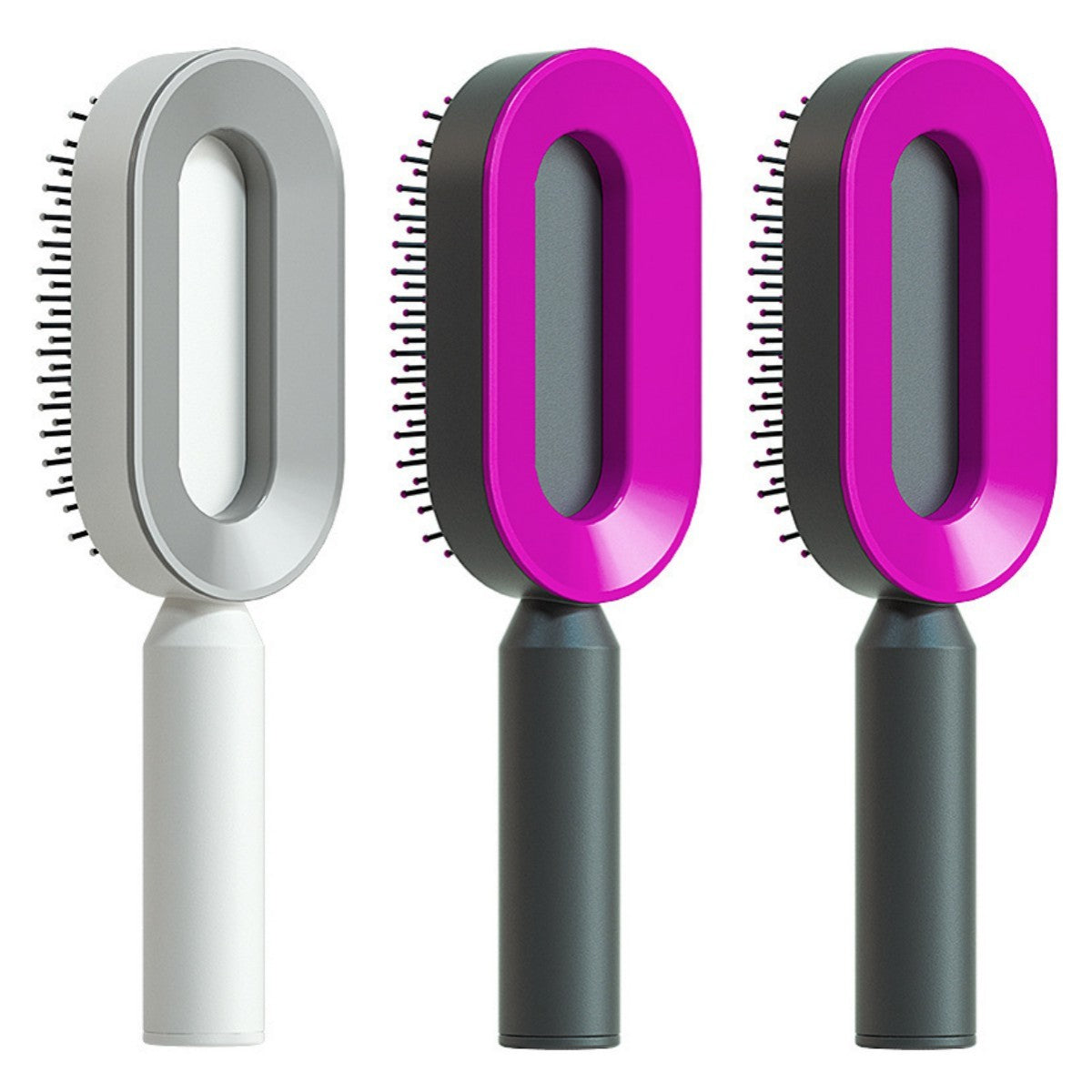 Brosse à cheveux auto-nettoyante pour femmes, brosse de massage du cuir chevelu avec airbag anti-perte de cheveux et nettoyage à une touche, brosse anti-statique.