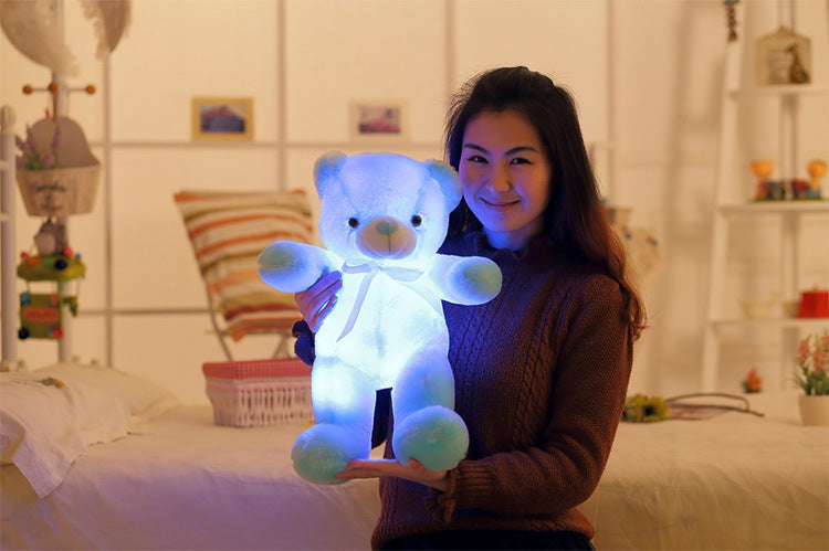 Ours en peluche lumineux LED créatif, jouet coloré et lumineux, cadeau de Noël pour enfants, coussin.