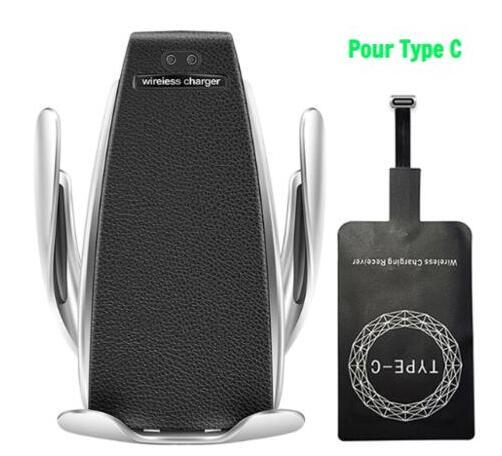 Chargeur sans fil de voiture 10W, induction, charge rapide sans fil avec support de téléphone pour voiture S5.