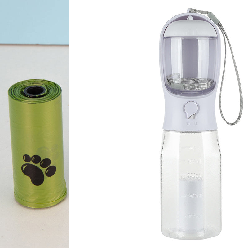 Bouteille d'eau pour chien et chat portable, distributeur de nourriture et d'eau, distributeur de déjections 3 en 1, bouteille d'eau pour chien étanche et multifonctionnelle, produits pour animaux de compagnie.