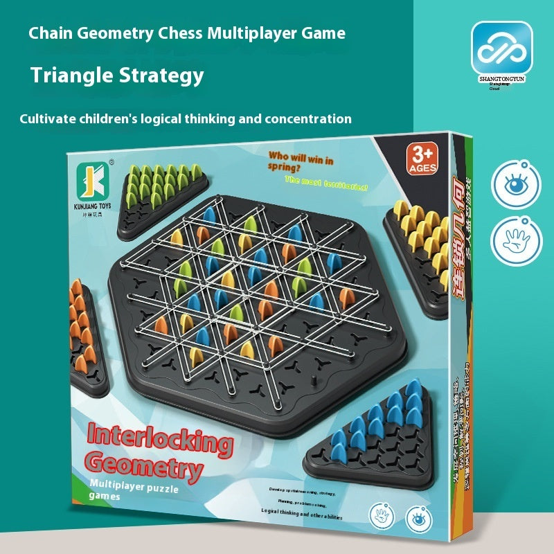 Jeu de puzzle d'échecs en chaîne sur bureau pour la famille et l'interaction parent-enfant.