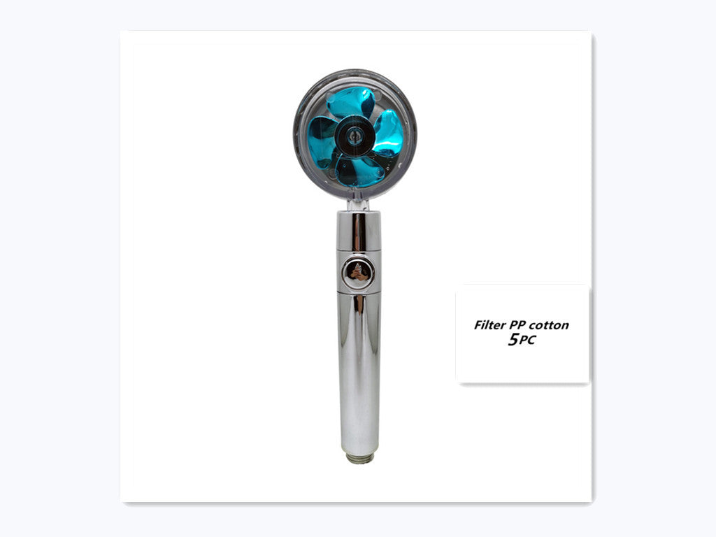 Pommeau de douche à hélice avec bouton d'arrêt et filtre en coton Buse de douche à main haute pression turbocompressée