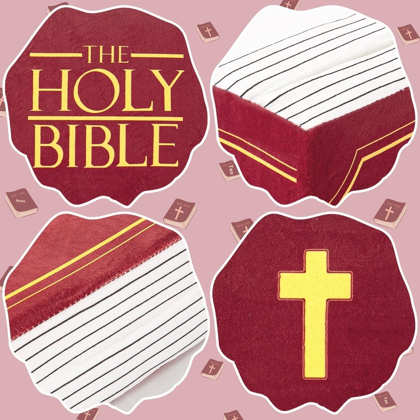 Oreiller en peluche en forme de Bible de Noël pour décoration d'intérieur