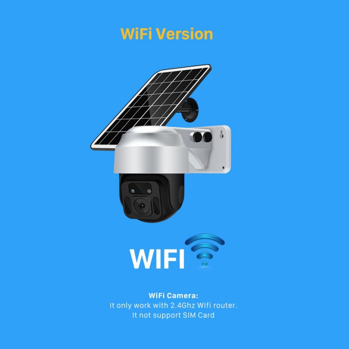 Caméra de surveillance sans fil WiFi alimentée par énergie solaire