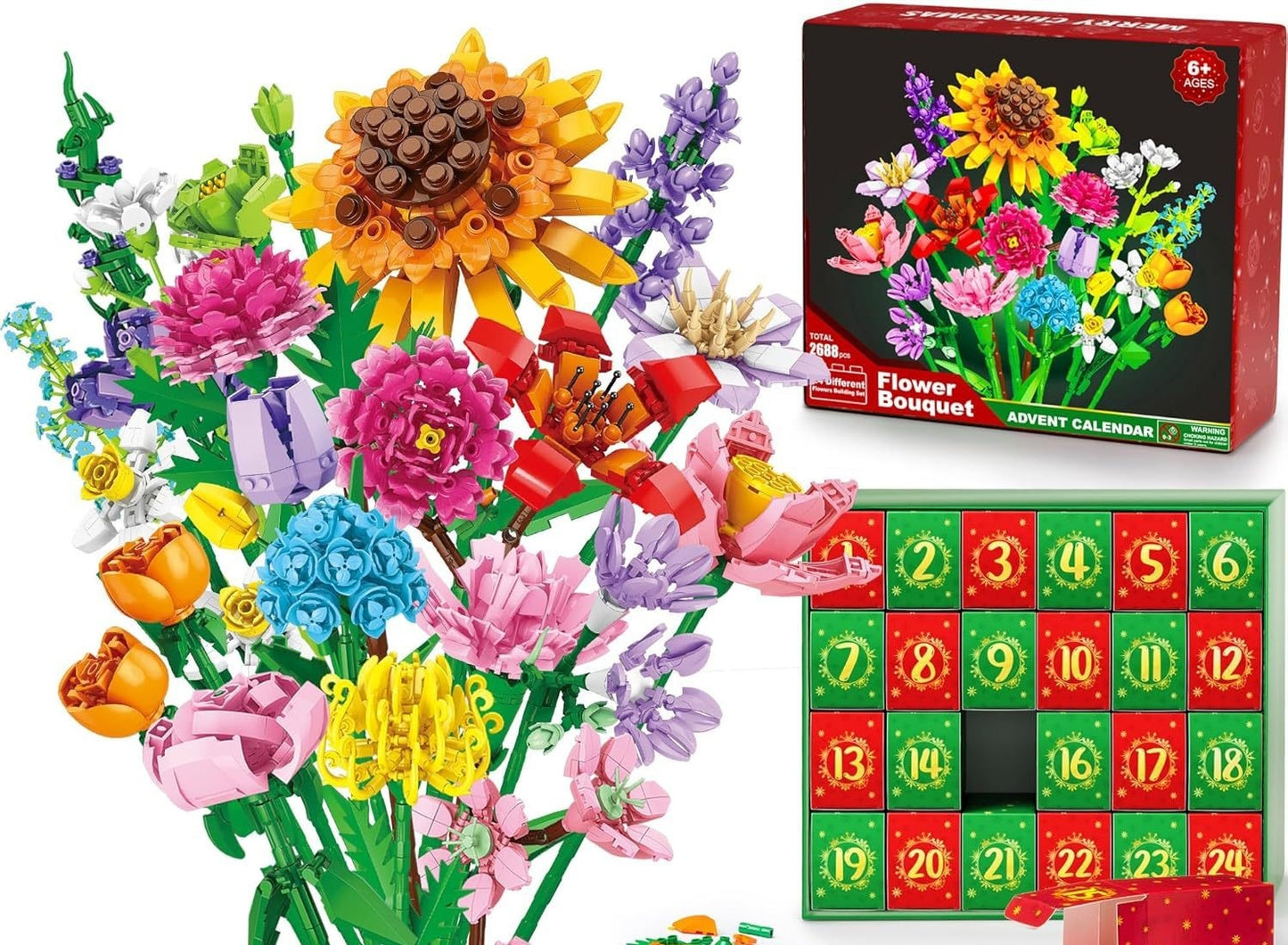 Petits blocs de construction de bouquet de particules - boîte surprise de Noël