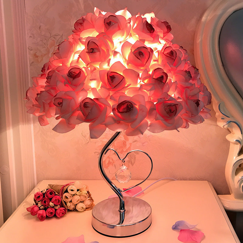 Lampe de table européenne créative et simple pour chambre à coucher, rose.