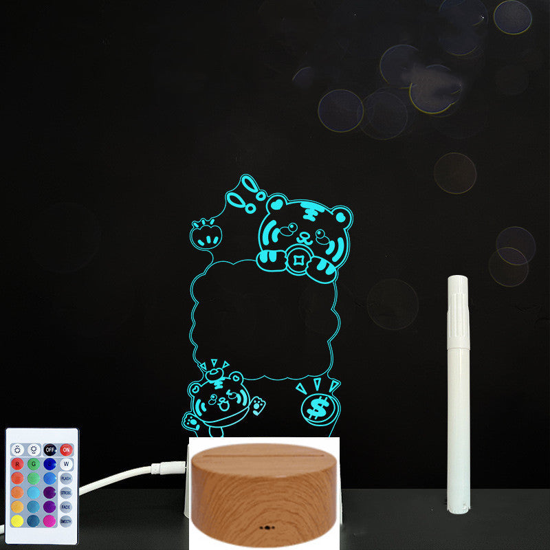 Tableau de message en acrylique 3D avec écriture à la main et lumière LED
