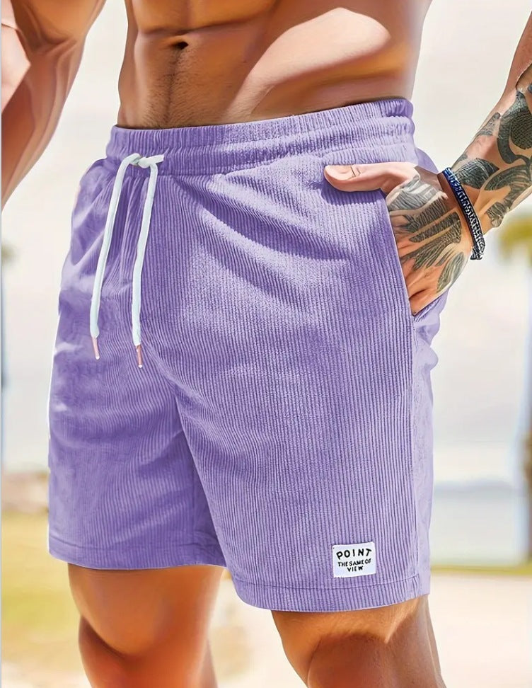 Short à lacets avec cordon de serrage Pantalon court de sport en velours côtelé d'été Vêtements pour hommes