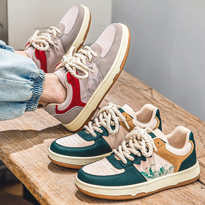Chaussures décontractées à lacets pour hommes, semelles souples et épaisses, mode, confortables, respirantes, plates, baskets pour étudiants, chaussures de marche en plein air