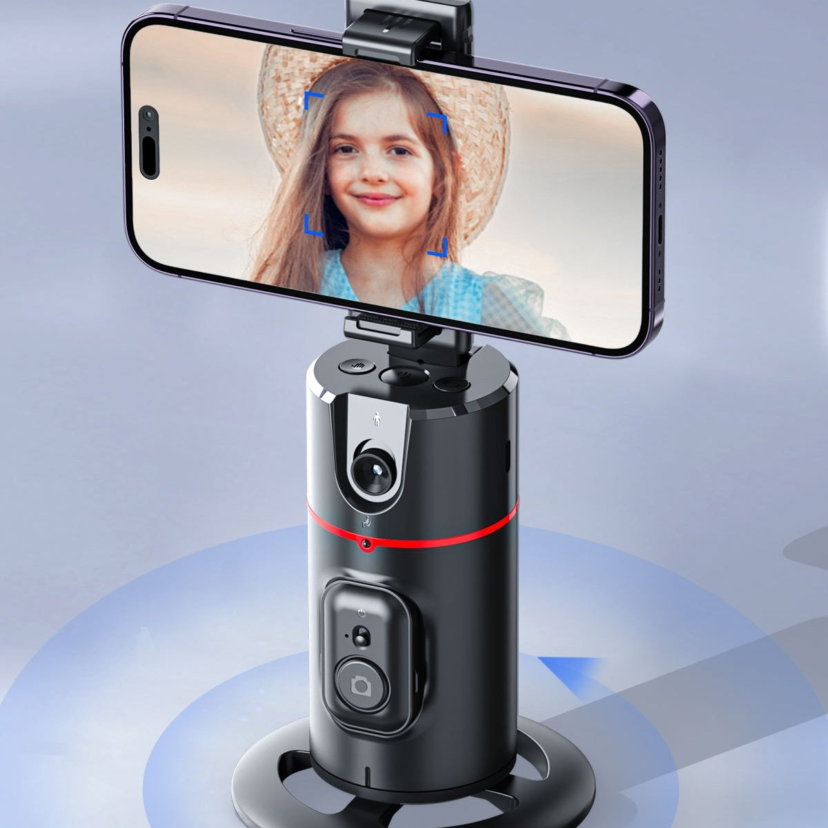 Système de suivi et stabilisateur de reconnaissance faciale intelligente à 360 degrés.