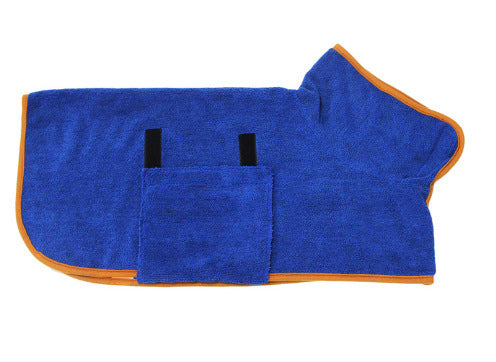 Robe de bain pour animaux absorbante en microfibre avec ceinture.