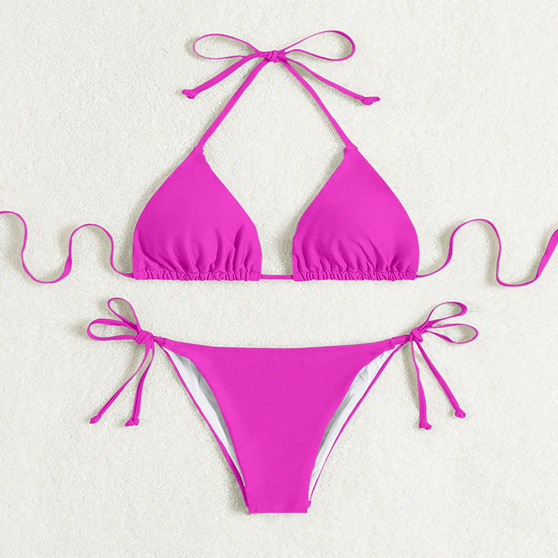 Couleur pure du maillot de bain du bikini licou à lien