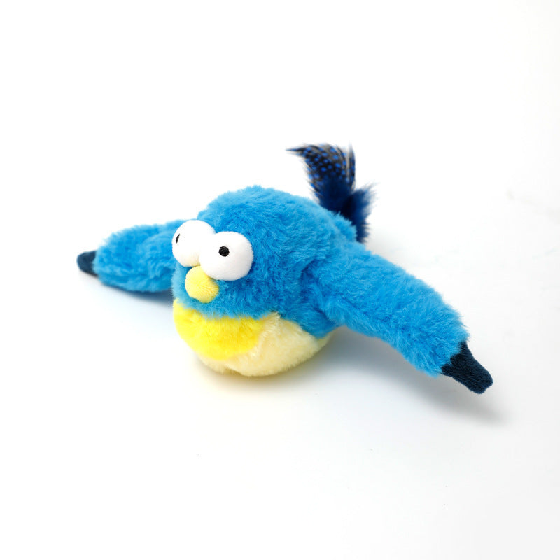 Jouet en peluche pour animaux de compagnie émettant un son, poisson électrique sautant, oiseau à ailes.