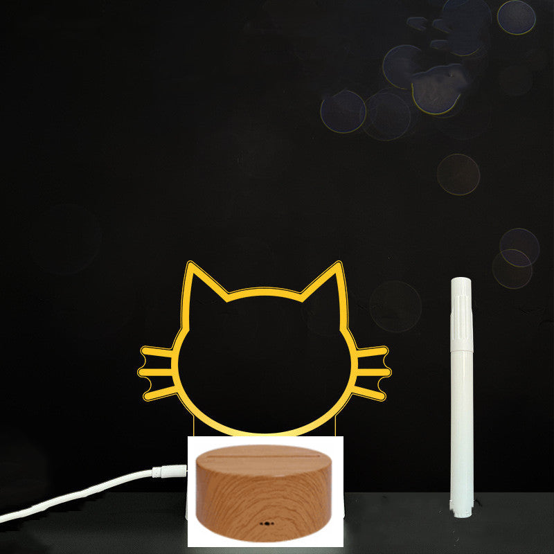 Tableau de message en acrylique 3D avec écriture à la main et lumière LED
