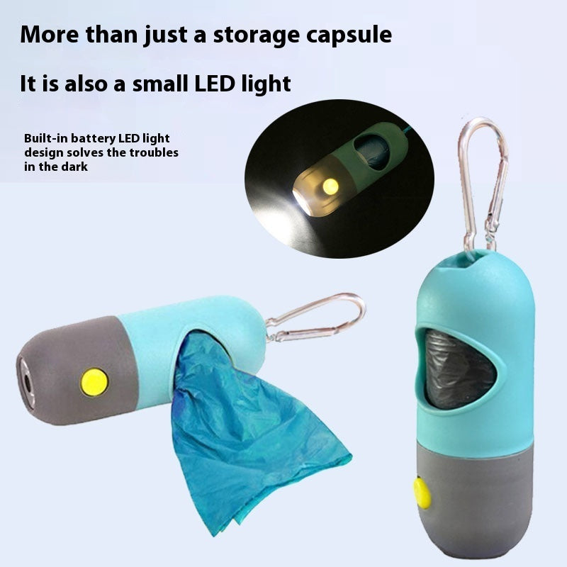 Distributeur de sacs à déchets pour animaux de compagnie à lumière LED pour chiens et chats, sacs à crottes pour chiens, support de sacs à déchets, accessoires de nettoyage pour animaux.