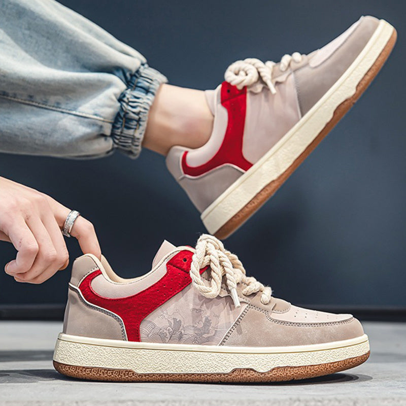 Chaussures décontractées à lacets pour hommes, semelles souples et épaisses, mode, confortables, respirantes, plates, baskets pour étudiants, chaussures de marche en plein air