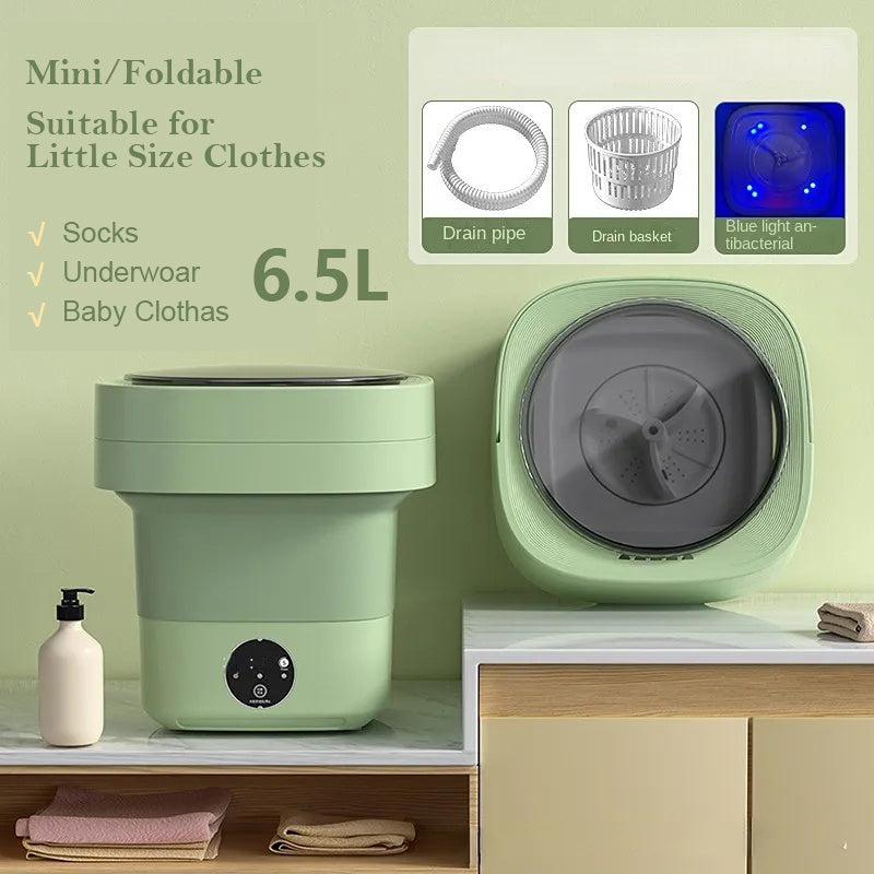 Mini machine à laver pliable portable pour chaussettes, sous-vêtements et culottes, grande capacité, 3 modèles avec gadgets de séchage.