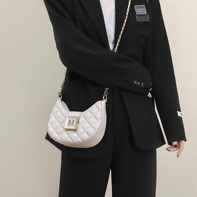 Sac messager en chaîne à texture niche, à une épaule, en losange, de nouvelle mode haut de gamme, tout assorti.