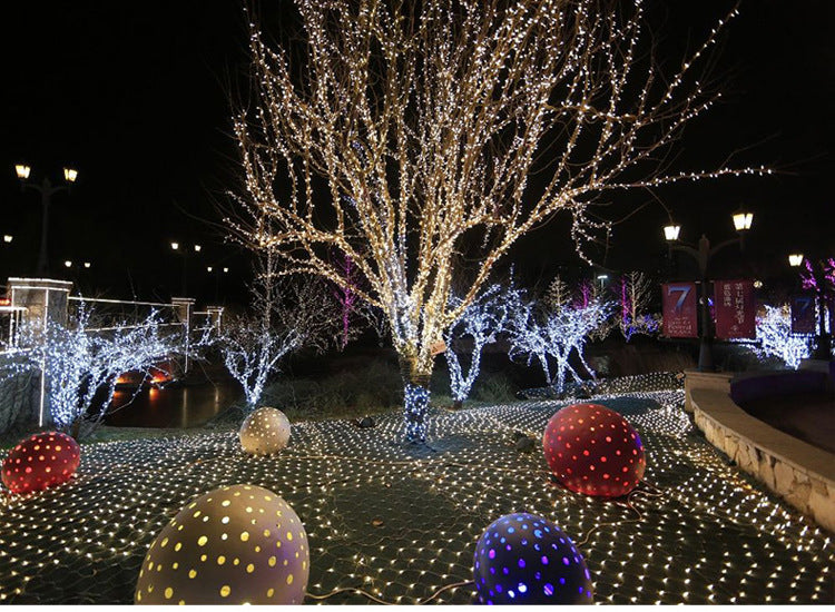 Guirlandes lumineuses de Noël, éclairage extérieur étanche en filet de poisson, pleines d'étoiles, éclairage de vacances, éclairage de mariage, lumières décoratives.