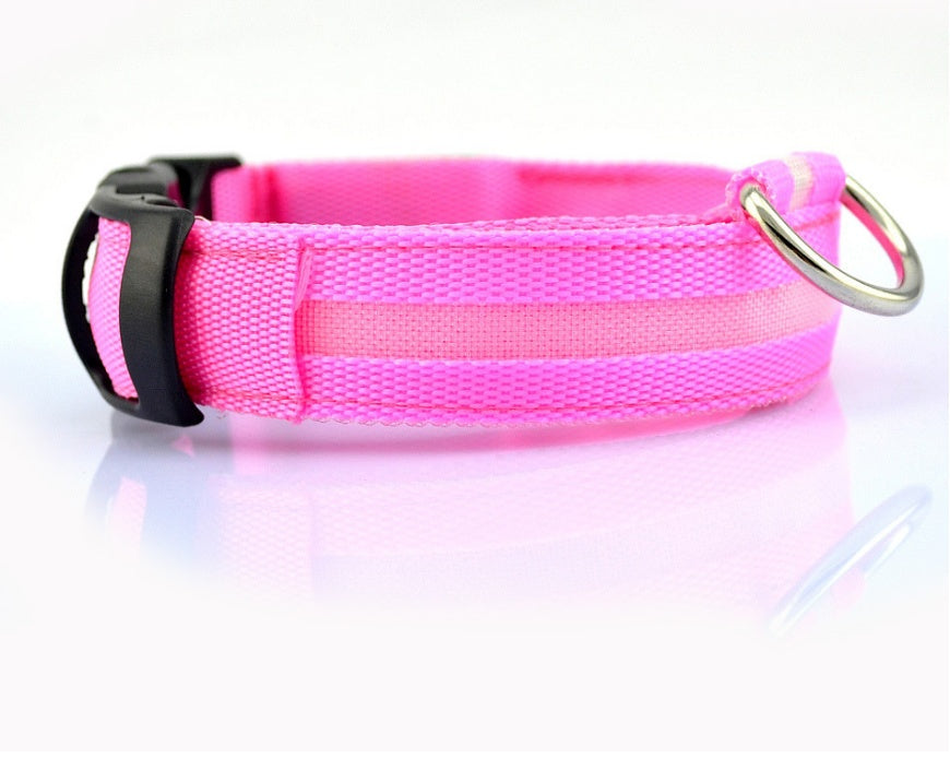 Collier lumineux en nylon pour chien avec LED, sécurité nocturne clignotante, laisse pour chien et chat, accessoires pour animaux ajustables.