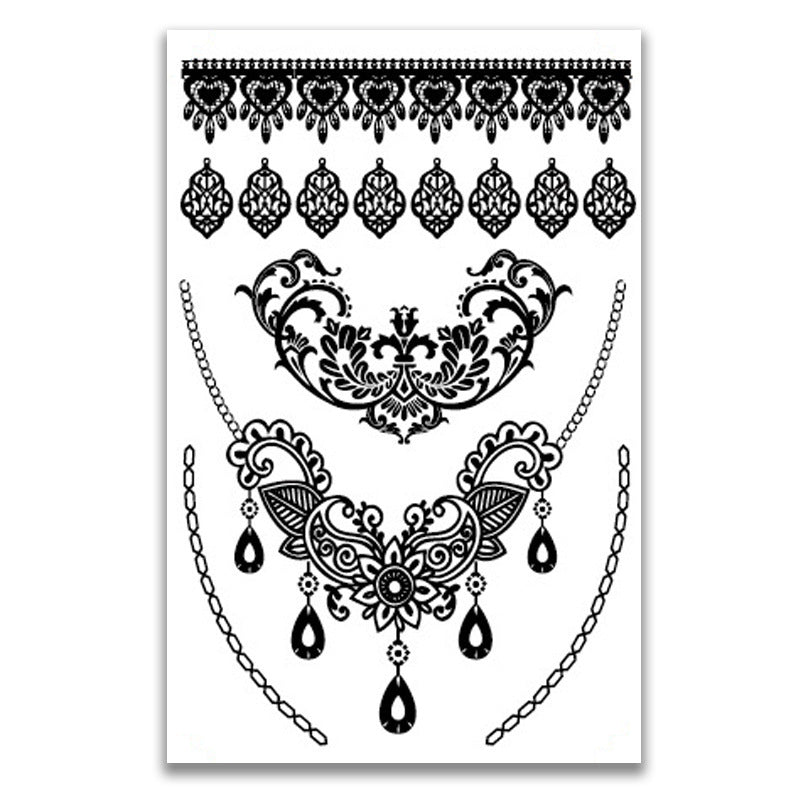 Autocollants de tatouage imperméables en dentelle noire