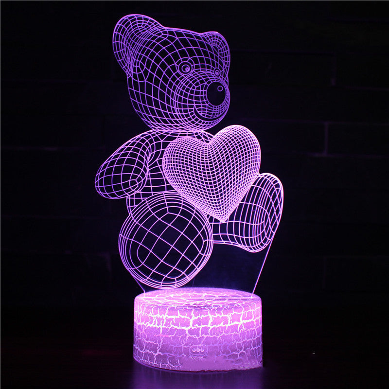 Série de lampes créatives en 3D de l'ours d'amour cartoon