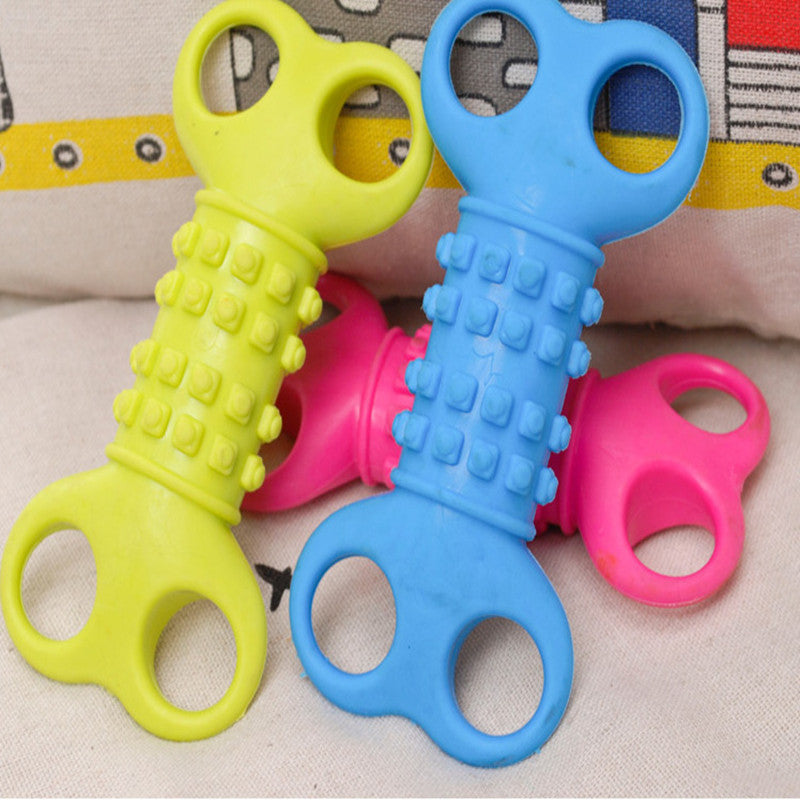 Jouet à mâcher en silicone en forme d'os pour chien.