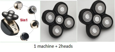 Rasoir électrique multifonction 5 en 1 avec 5 lames pour hommes, tondeuse rechargeable pour tête rasée, barbe et poils de nez.