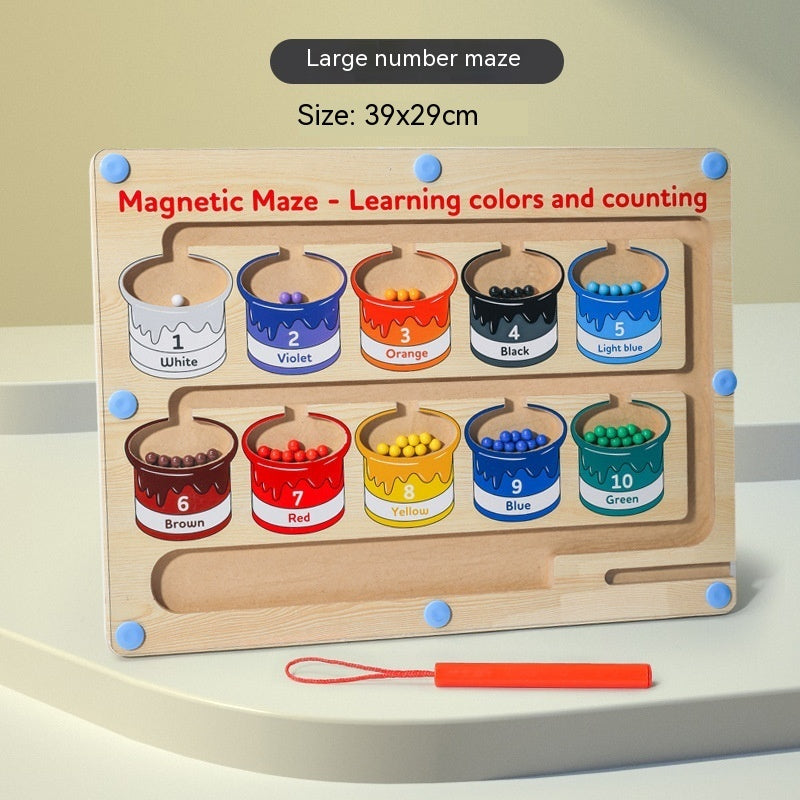 Puzzle en bois numérique de labyrinthe coloré magnétique