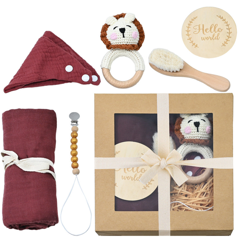 Coffret cadeau en bois de hochet pour bébé, convient aux nouveau-nés et aux bébés d'un mois.