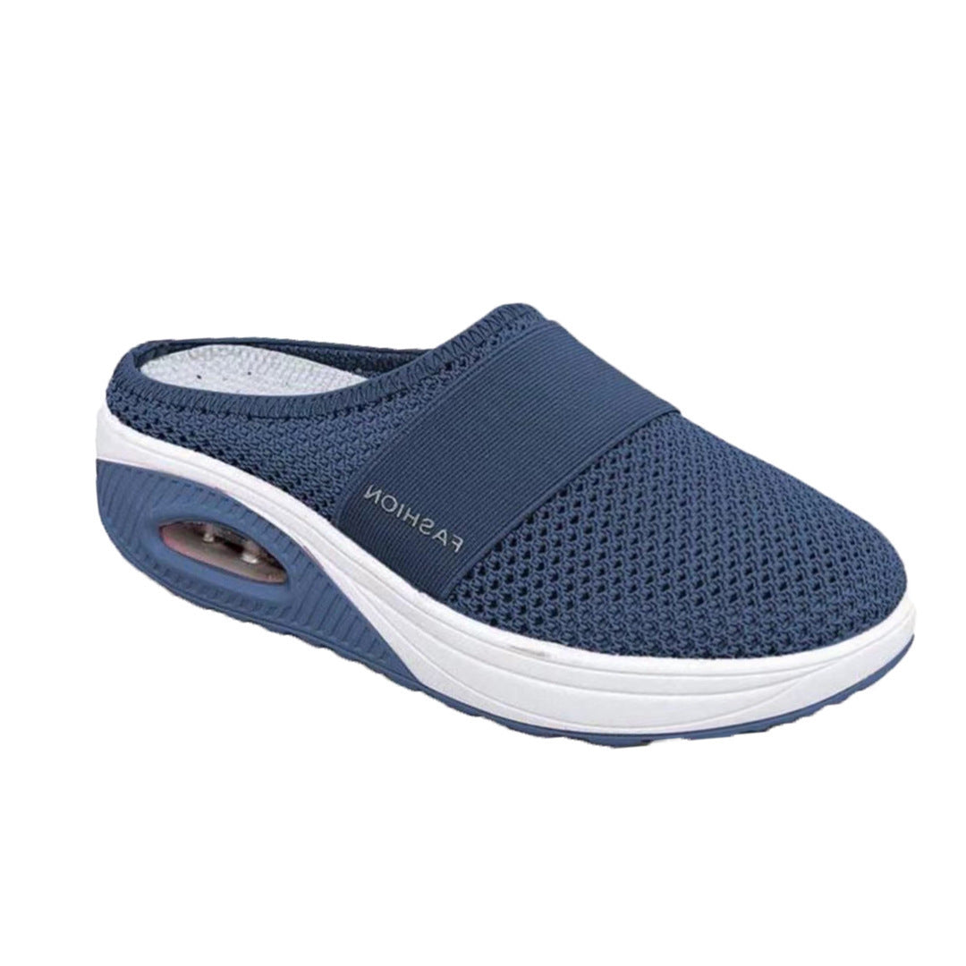 Chaussons à talon compensé rond en maille Baotou décontractés quotidiens grande taille.